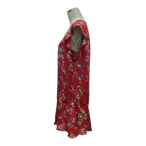 Joie Almarie B Tandoori Red Floral Silk Ruffle Lightweight
Mini Dress Size M - Picture 5 of 10